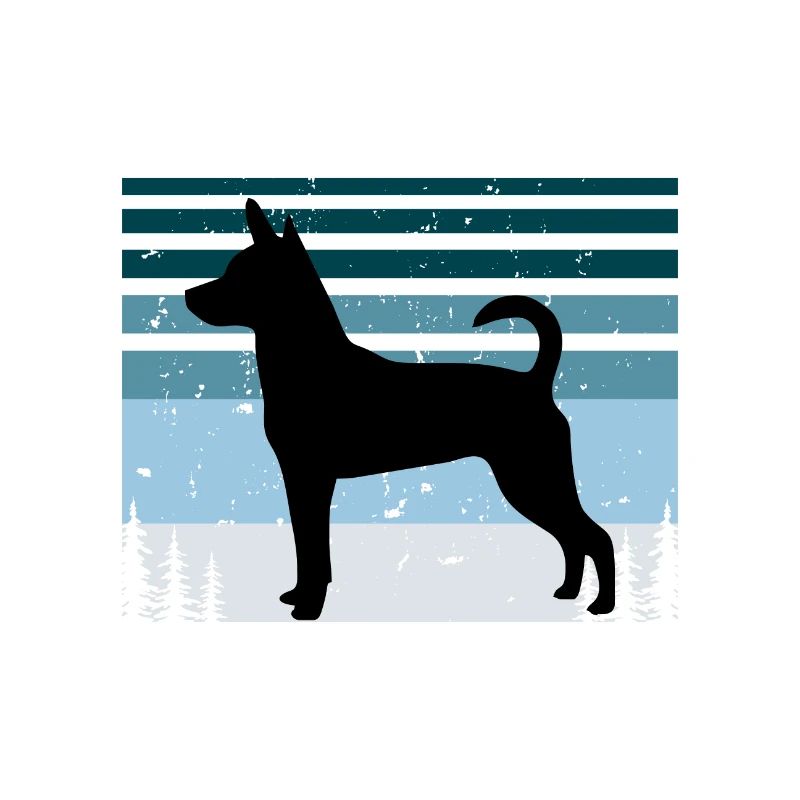Decker Rat Terrier Dog Silhouette Retro Sunset