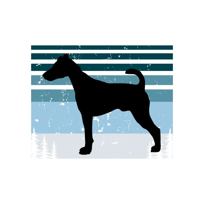 Fox Terrier Smooth Dog Silhouette Retro Sunset