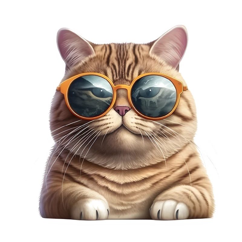 Fette Katze mit Sonnenbrille