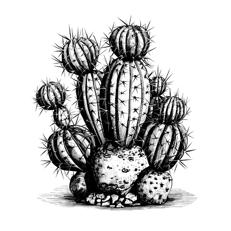 Cool cactus motif in black