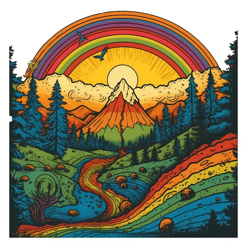 Regenbogen Berge - Psychedelische Landschaft
