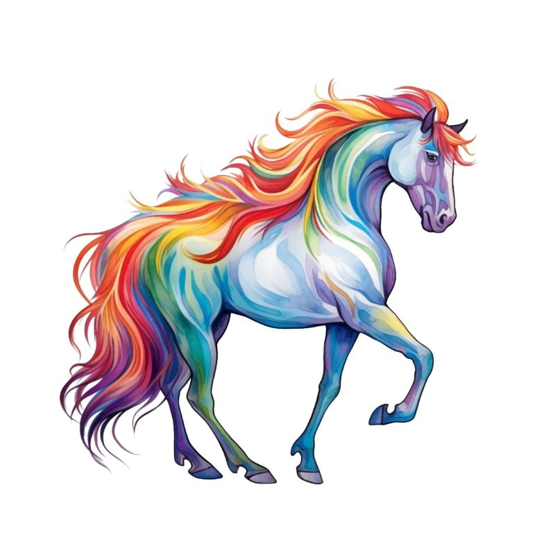 Cheval à crinière colorée