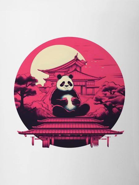 Synthwave eating Panda Japan Sunset