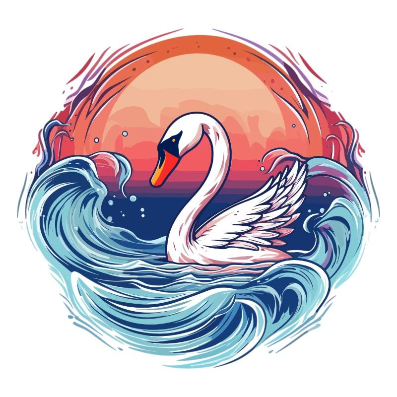 Schwan auf wildem Wasser