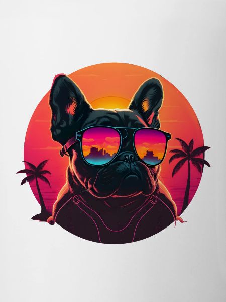 Synthwave french bulldog Sunset