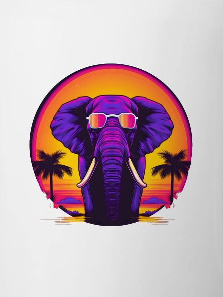 Synthwave Elephant African Sunset