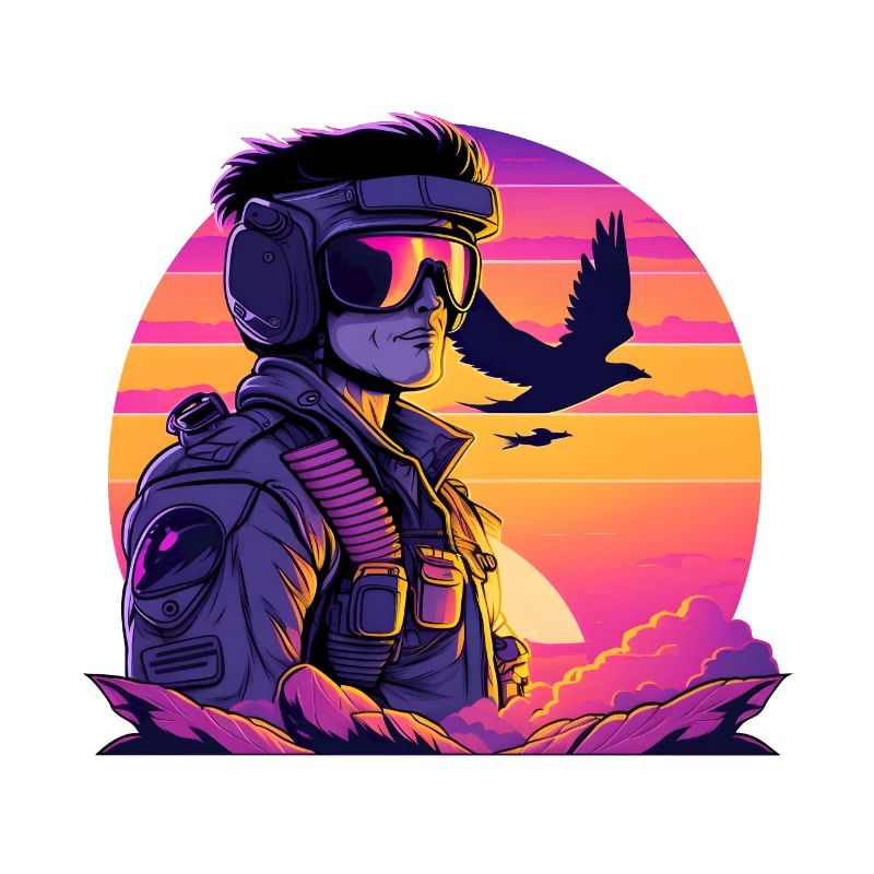 Synthwave Air-Force Pilote