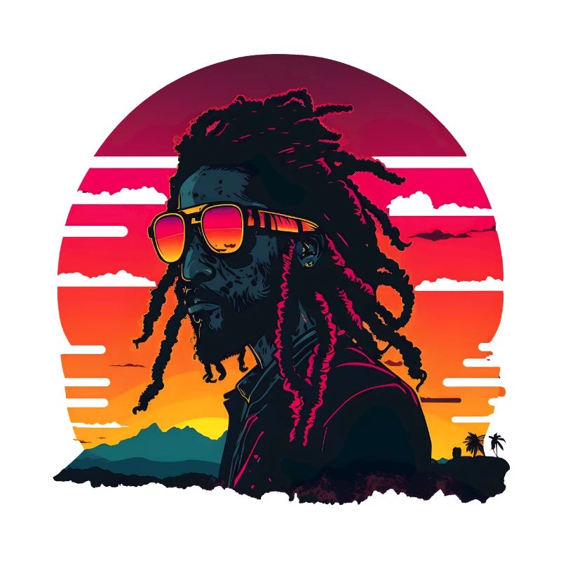 Synthwave Jamaican Rasta Man