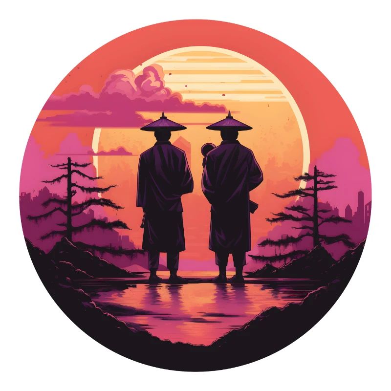 Synthwave japan traditional men