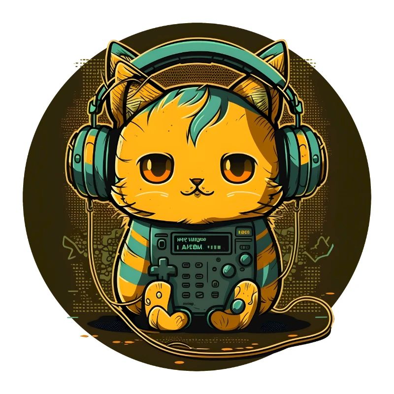 Cyber Cat avec écouteurs