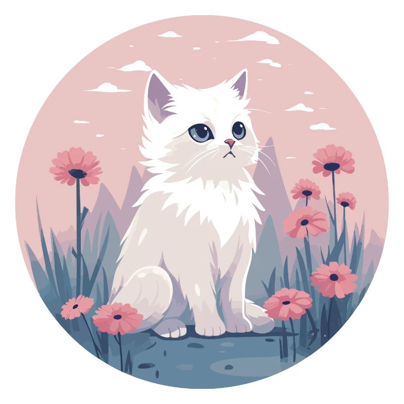 Chat pastel en fleurs