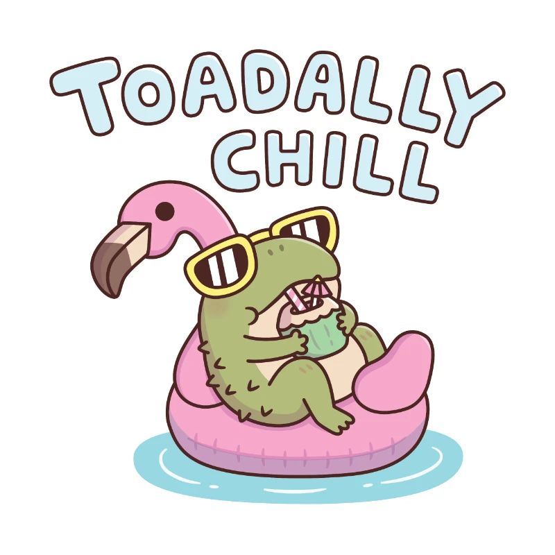 Funny Toad Chilling On Flamingo Toadally Chill
