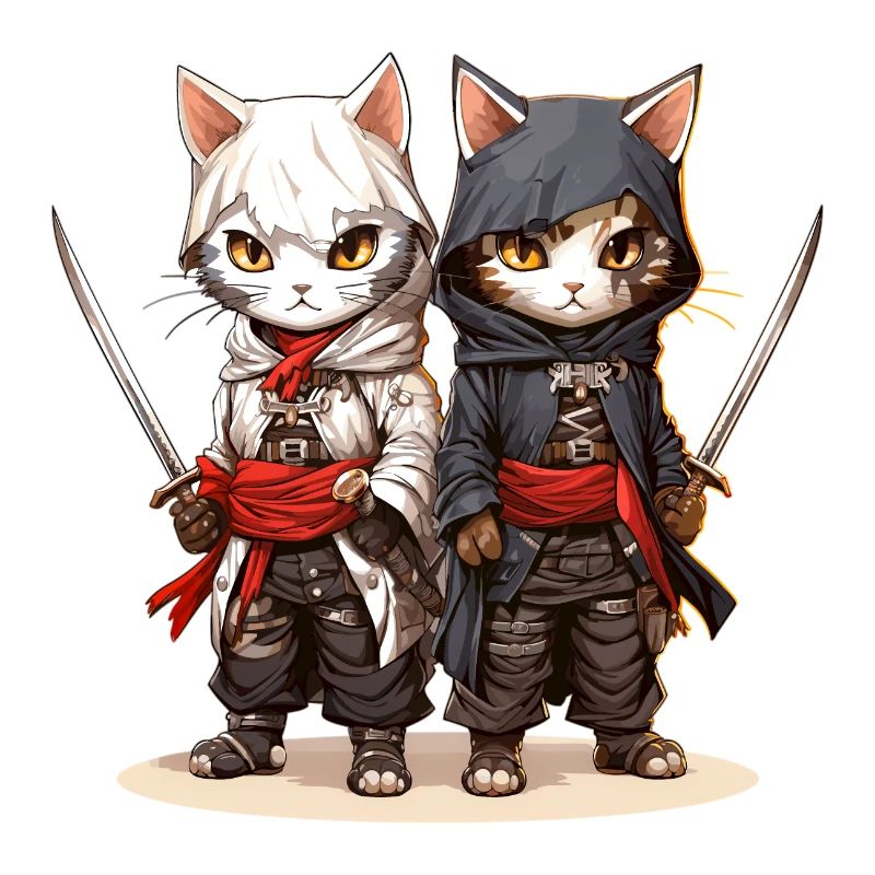 Deux chats samouraïs