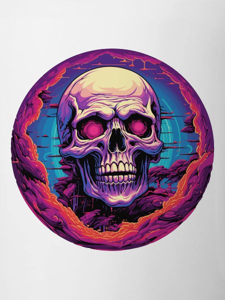 Synthwave Sunset Retro Cyber Skull