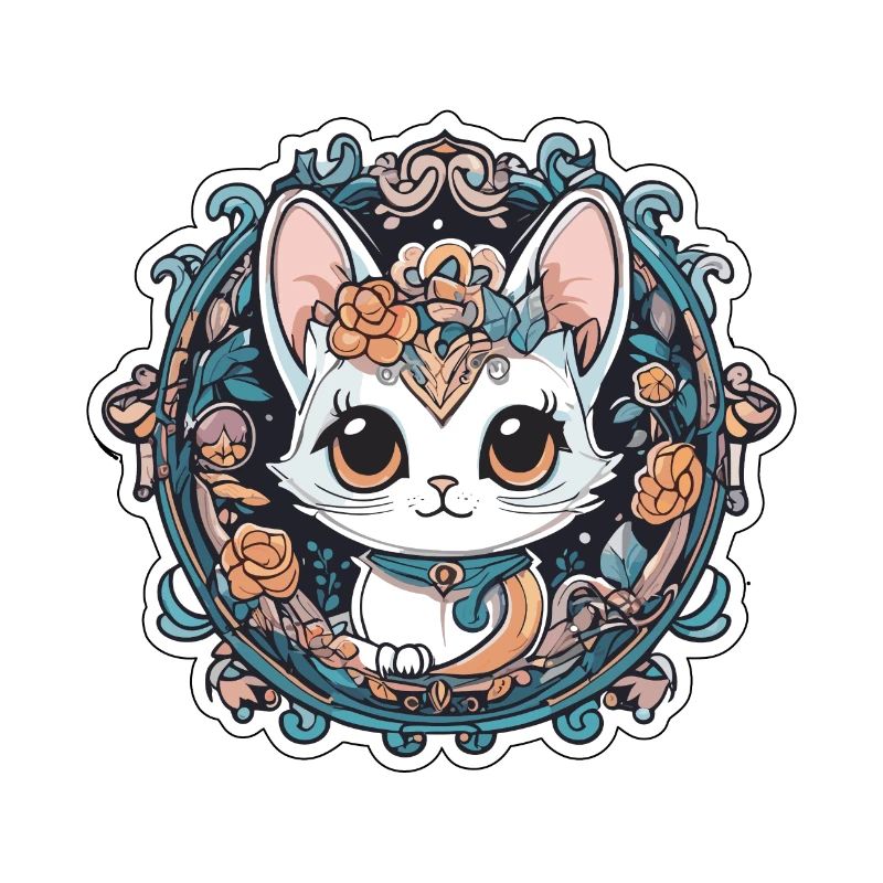 Chat doux aux roses