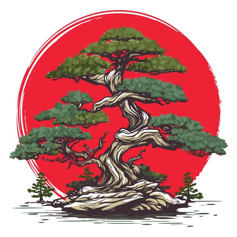 Bonsai Tree Red Sun