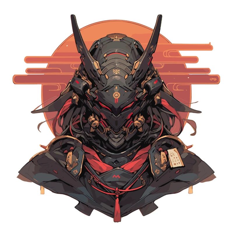 Futuristic Samurai Warrior Sunset