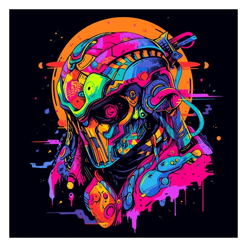 Futuristic Samurai Warrior Pop Art Cyborg