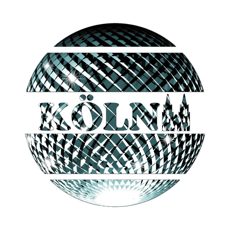 Logo de Cologne avec boule disco bleu platine