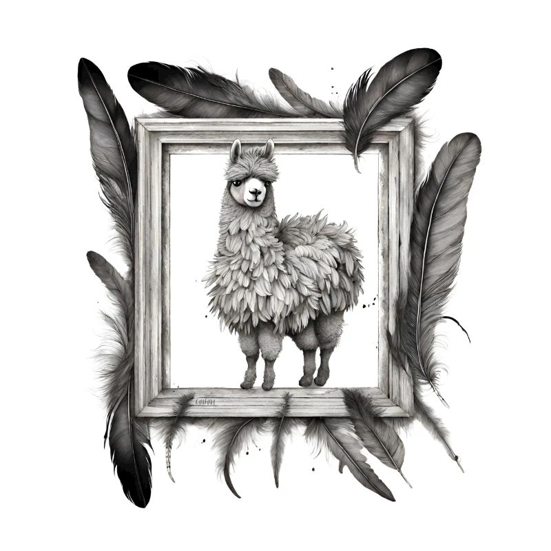 Alpaca Llama Feathers Picture Frame Gift