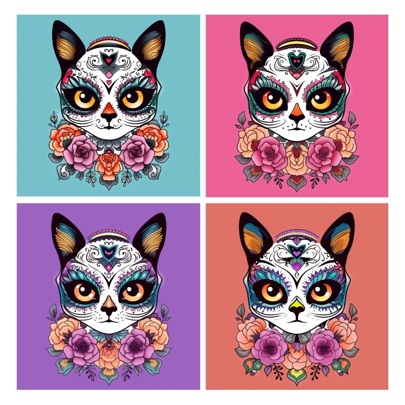 Crânes de sucre de chat kawaii