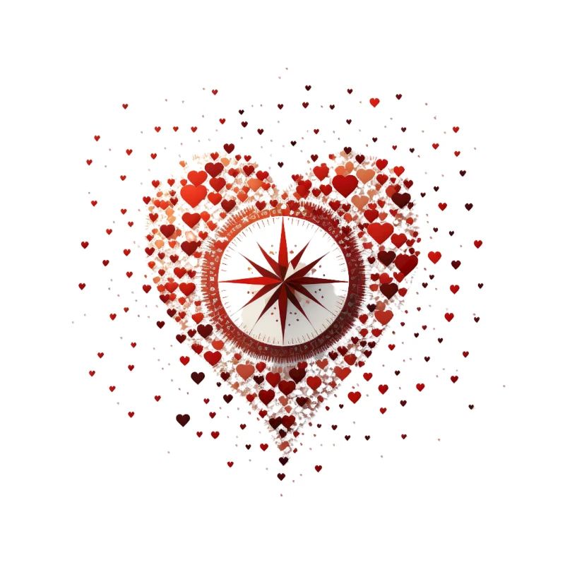 Coeur avec boussole Édition de la Saint-Valentin