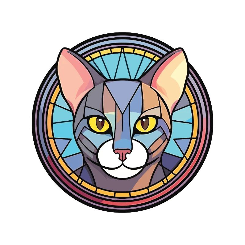 Illustration à l’aquarelle colorée de chat Mau égyptien