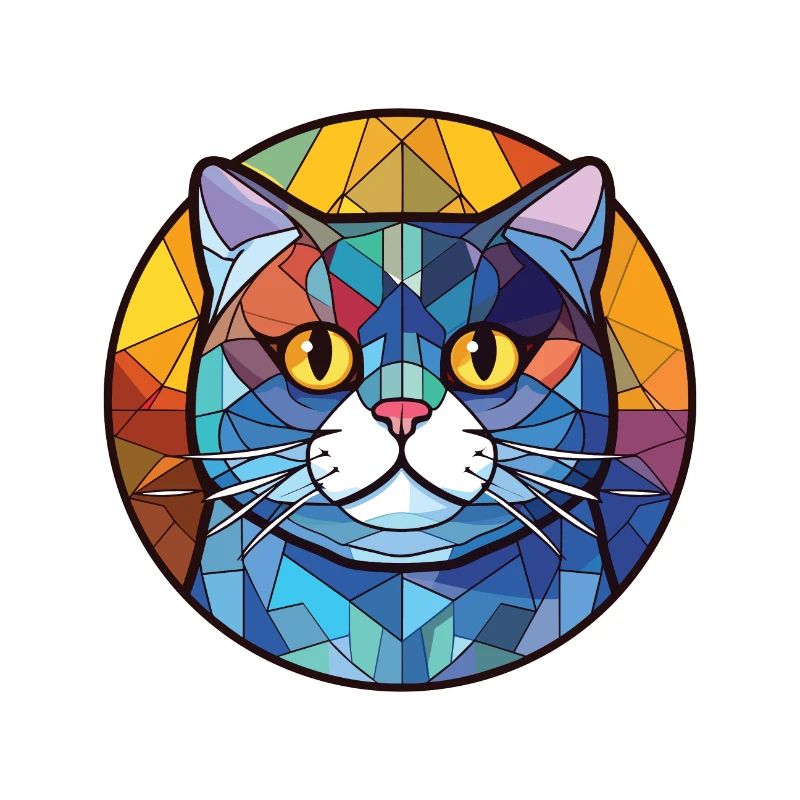 Britisch Kurzhaar Katze Bunte Aquarell-Karikatur