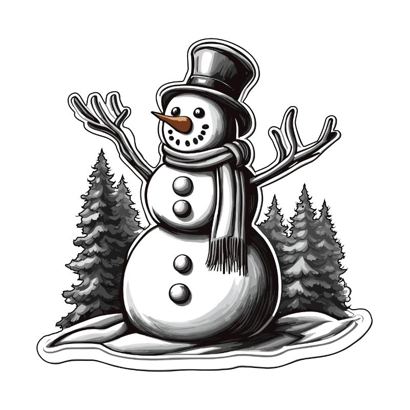 Schneemann / Winter / Schnee / Comic / kalt