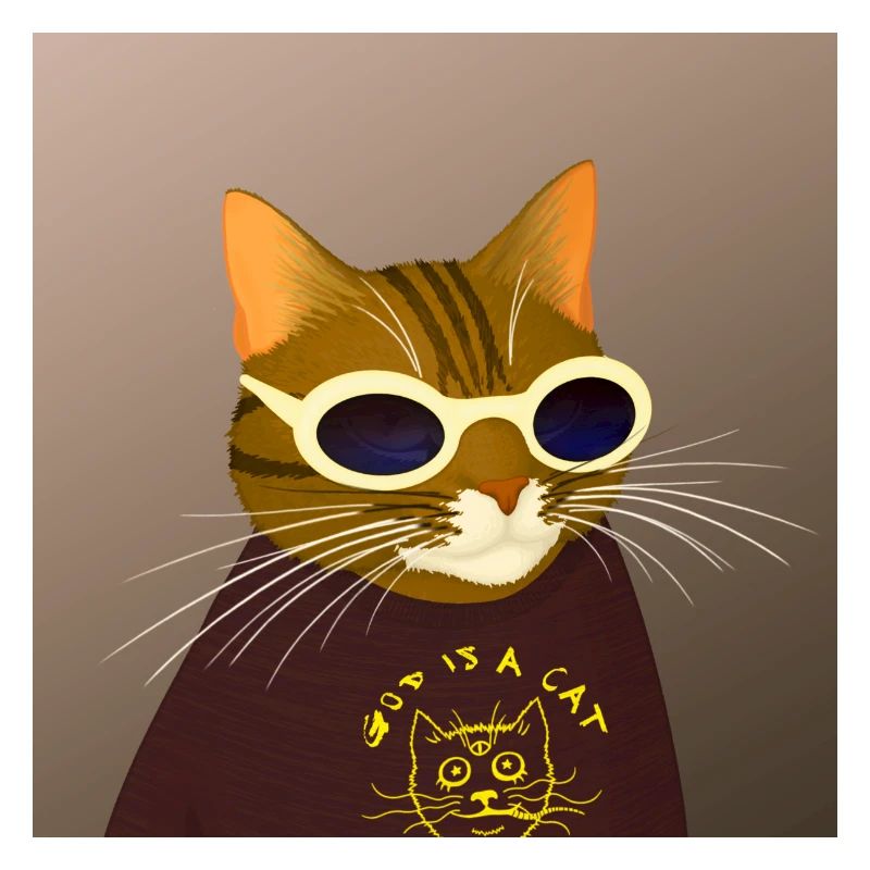 Neko Nibbler - God is a cat - Funny tabby art
