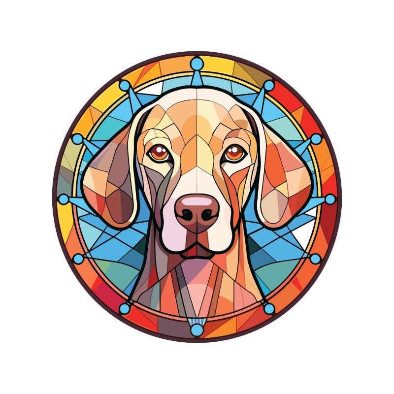 Weimaraner Hunderasse Aquarell Glas Illustration