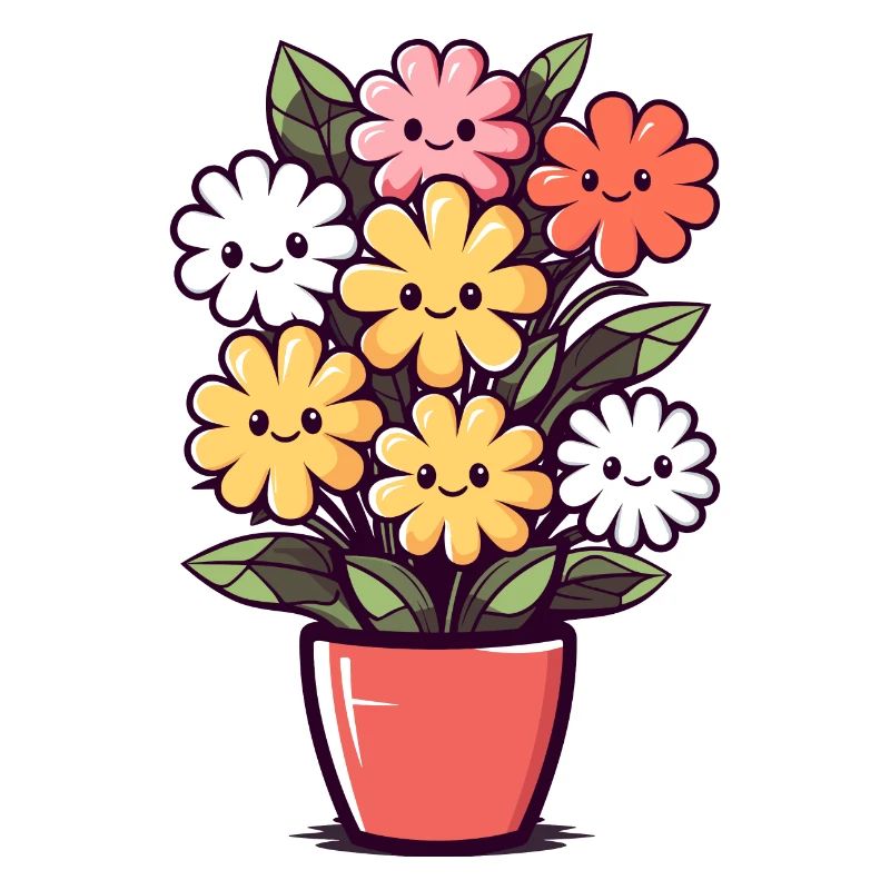 Fleurs riantes dans un pot de fleurs
