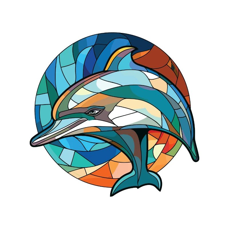 Illustration animale aquarelle colorée de dauphin