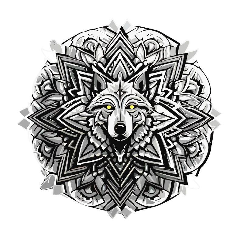 Wolf Mandala Indianer Design