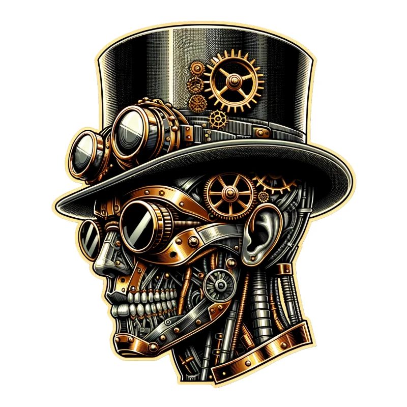 Elegant Steampunk Robot Portrait