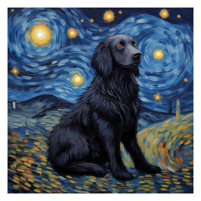 Flat Coated Retriever Starry Night
