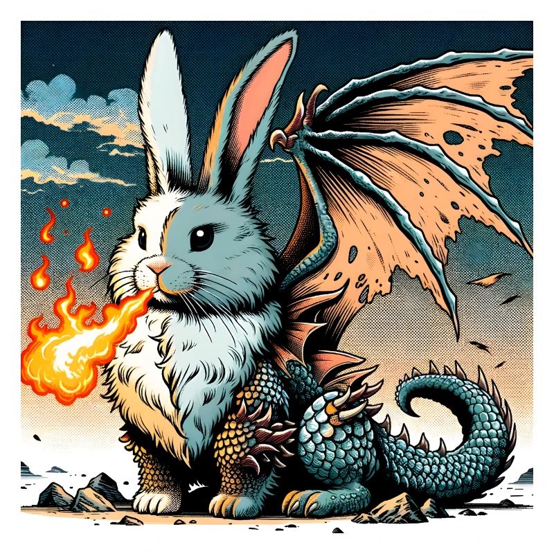 Feuerspeiender Hase Drache #01