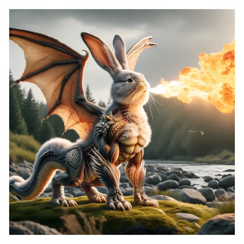Feuerspeiender Hase Drache #05
