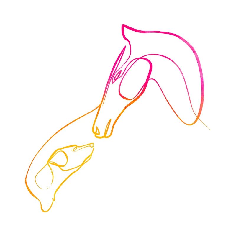 Ich liebe Pferde und Hunde Singleline-Kunst