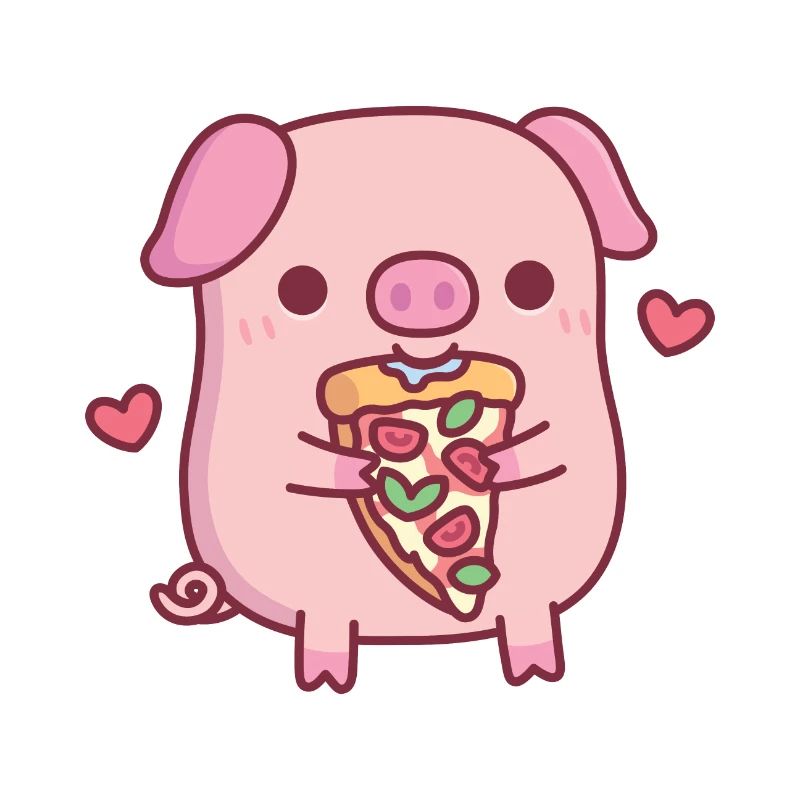 Mignon petit cochon mangeant de la pizza Margherita