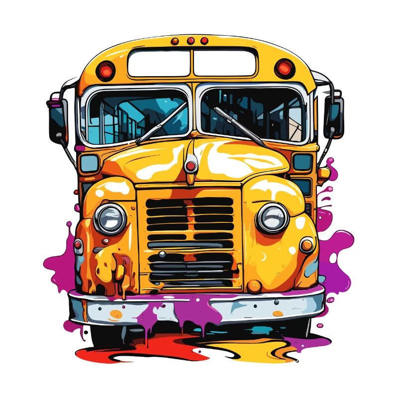 Bus / Schulbus / gelb / Comic / Old School