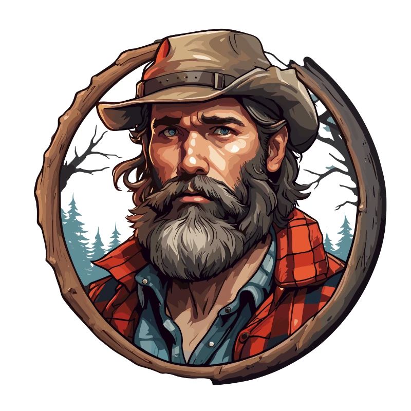 Holzfäller / Mann / Bart / Wald / Hemd / Baum