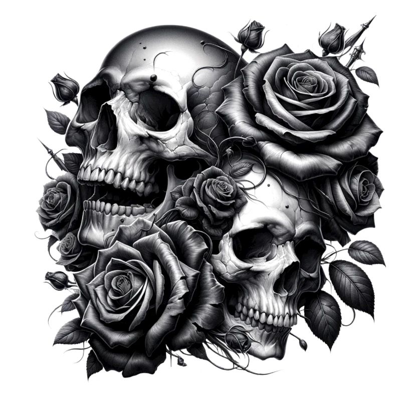 Crânes et roses
