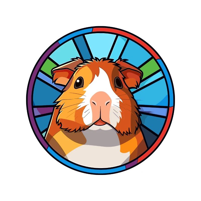Cochon d’Inde vitrail coloré Cartoon Kawaii A