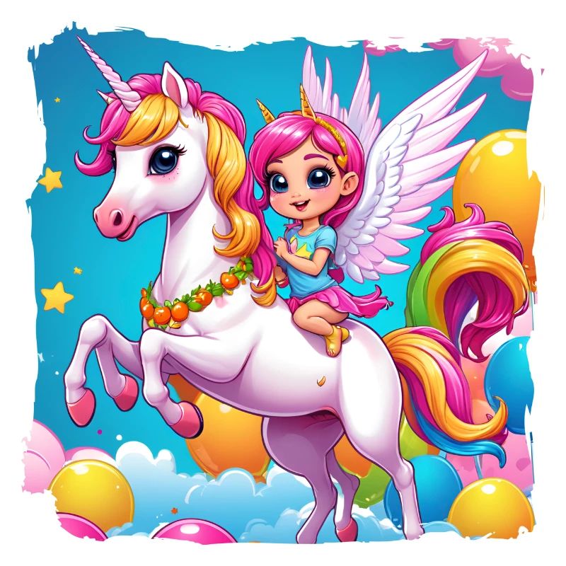 Einhorn mit Mädchen