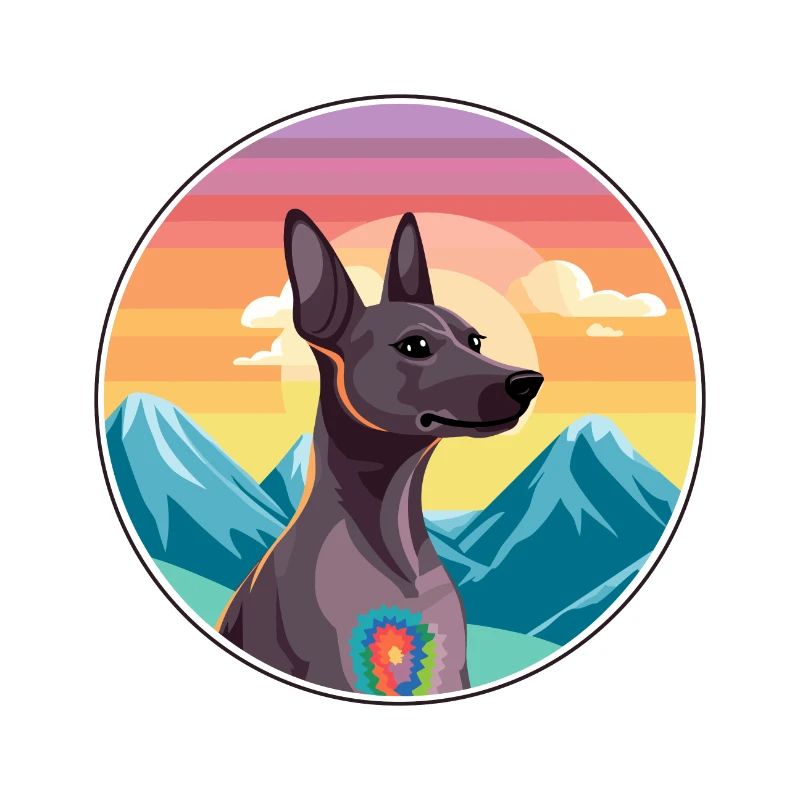 Xoloitzcuintli chien race dessin animé Kawaii aquarelle