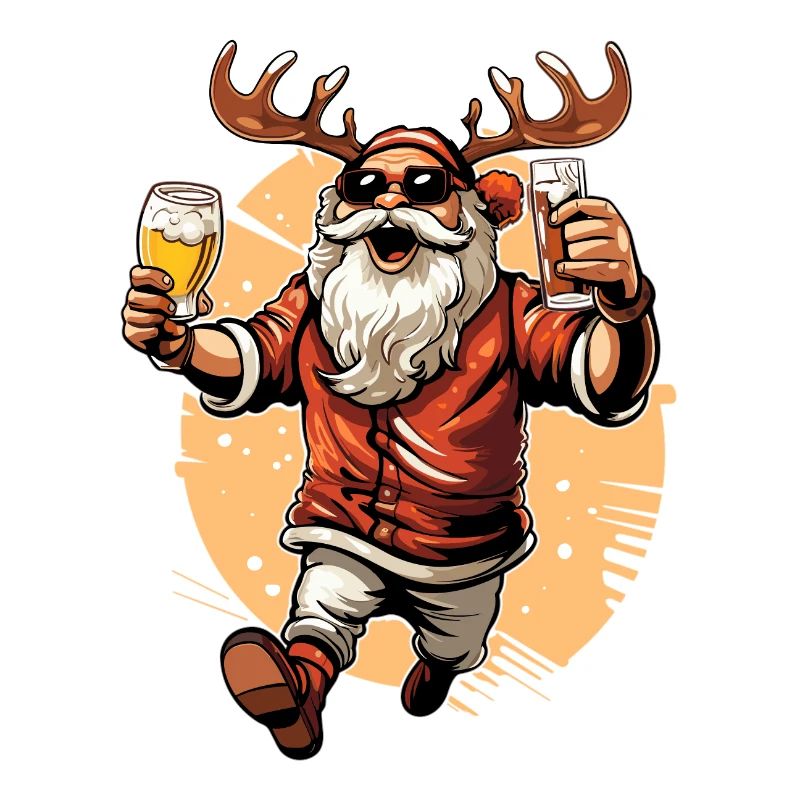 Santaholic Bierglas mit Geweih vom Elch Santa