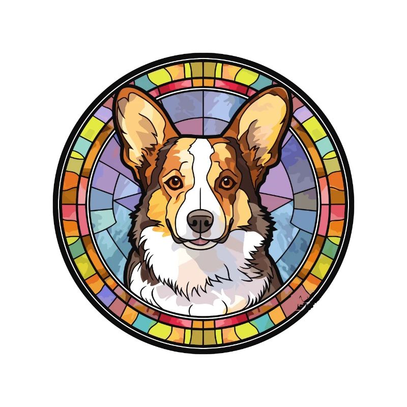 Strickjacke Welsh Corgi Hunderasse Buntglas Farbe