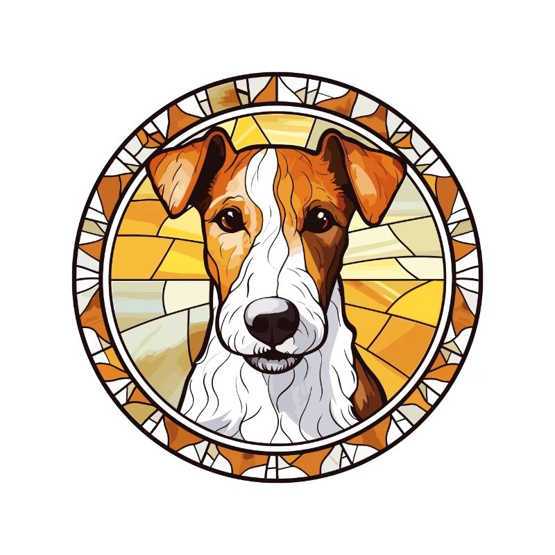 Foxterrier Glatte Hunderasse Buntglas Colorfu