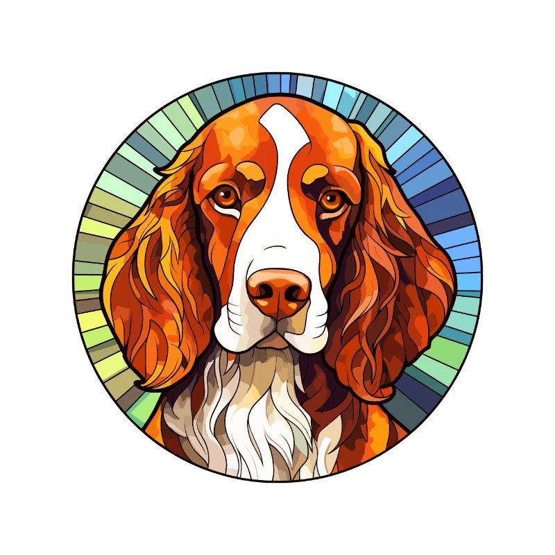 Welsh Springer Spaniel chien race vitrail Col
